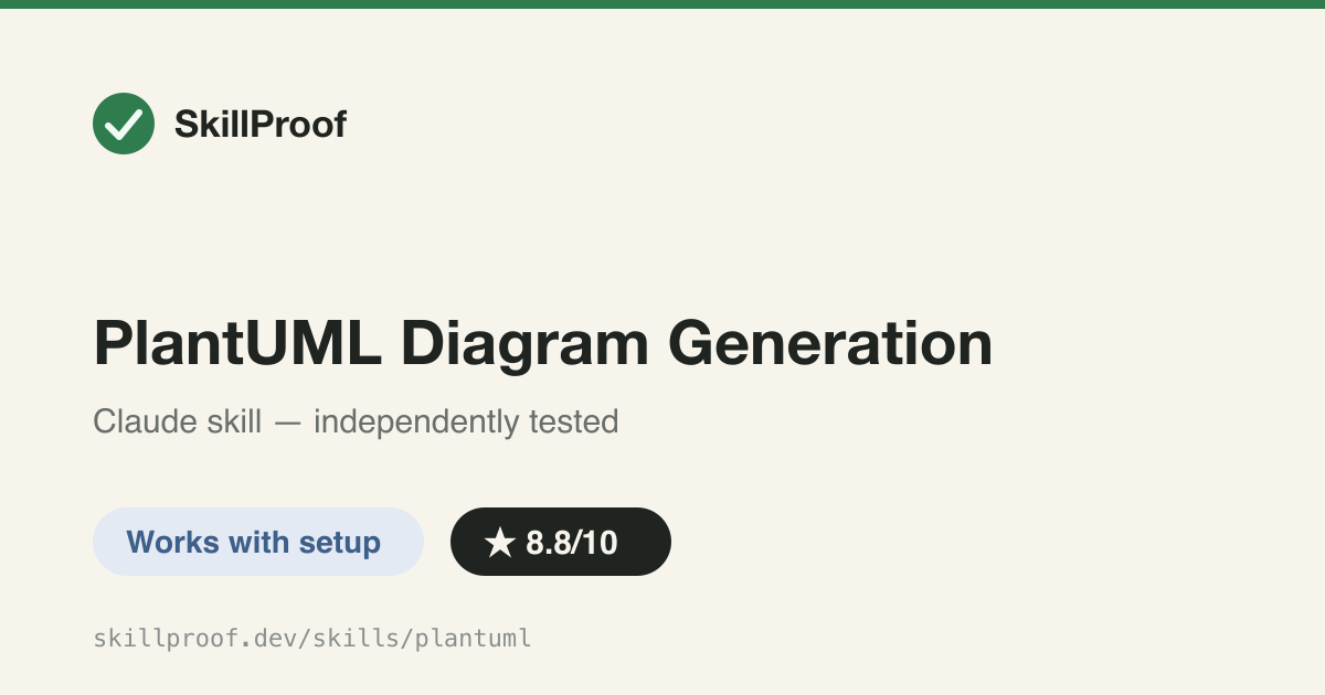 PlantUML Diagram Generation — Generates PlantUML source for all 19 diagram types and converts it to PNG/SVG, with 200+ error fixes.