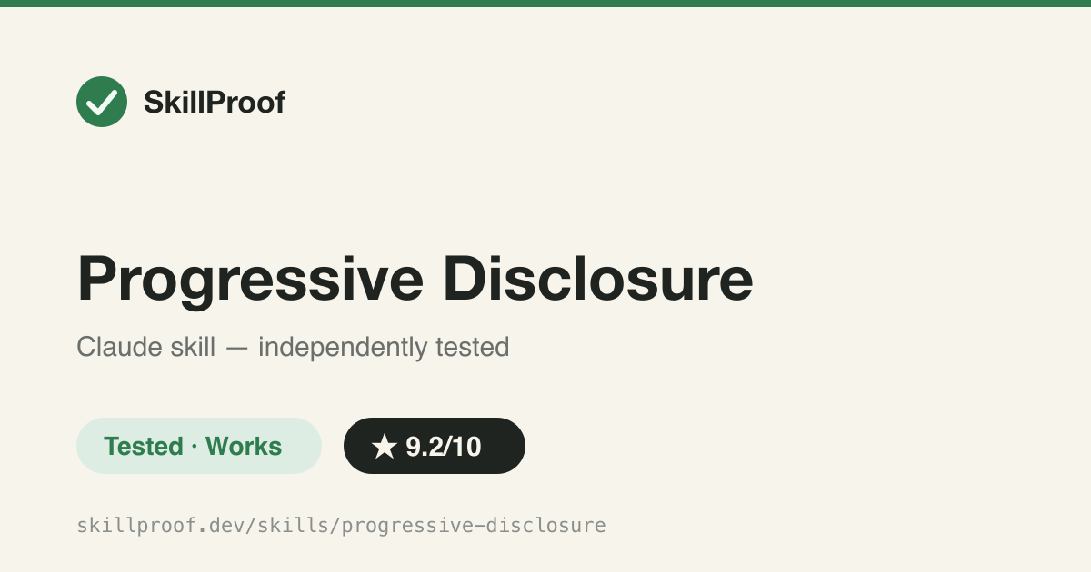 Progressive Disclosure — Splits oversized SKILL.md files into linked reference files without rewriting content.