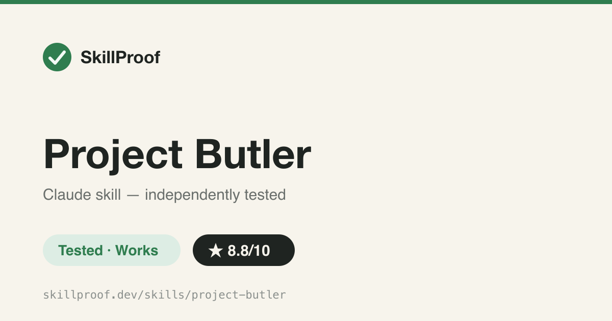 Project Butler — Cross-session project memory for AI coding agents: session logs, handoff, TODO, wiki, status