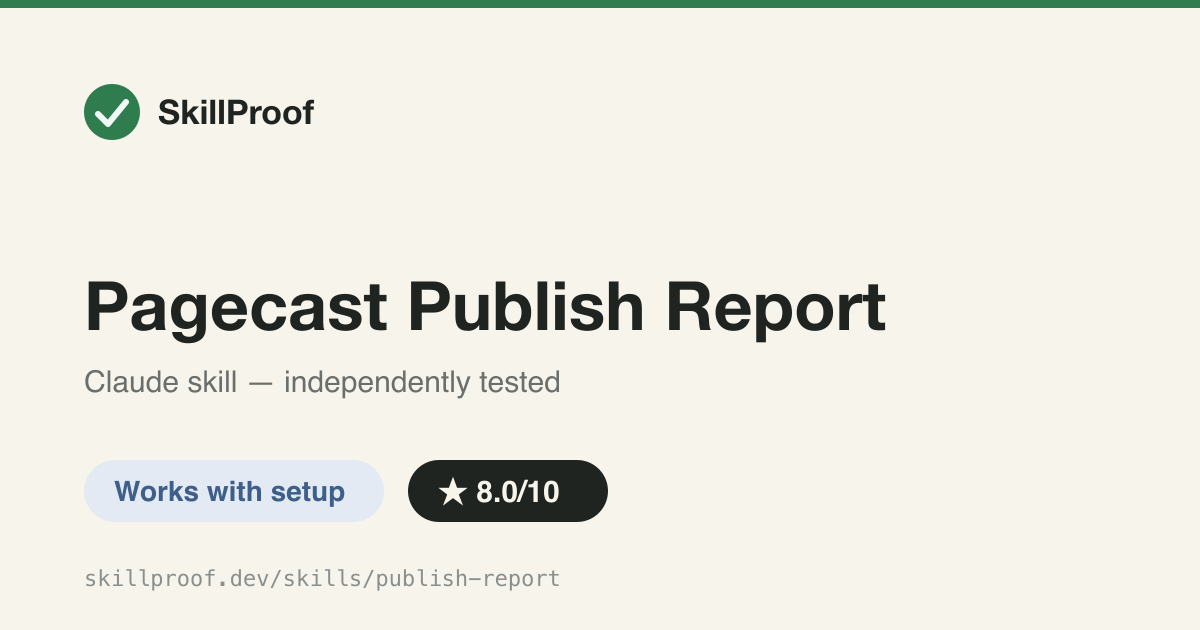 Pagecast Publish Report — Turn a local HTML/Markdown report into a shareable Cloudflare Pages URL