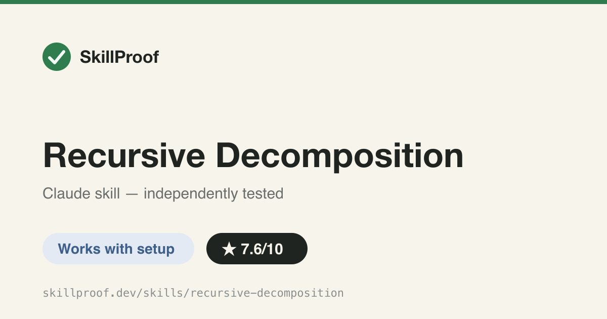 Recursive Decomposition — Large-context tactics: grep-first, chunk, recurse via sub-agents