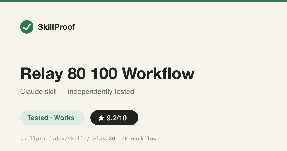 Relay 80 100 Workflow — Patterns for agent-relay workflows that validate features E2E before committing