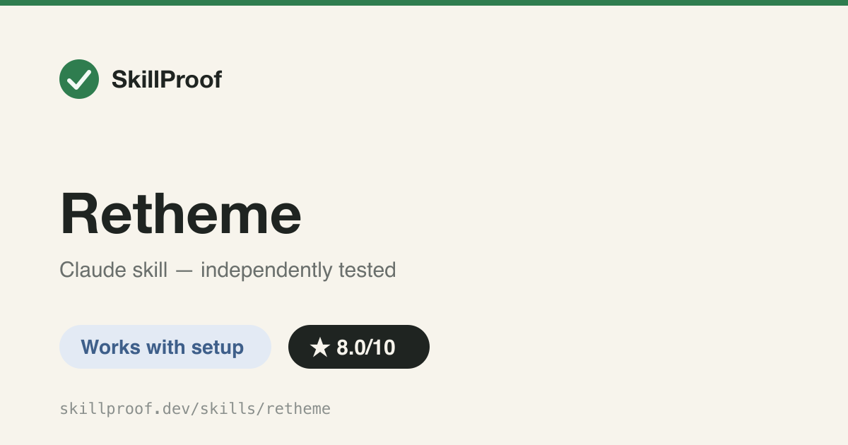 Retheme — Applies an approved design lane to a React+Tailwind site, tokens-first, with a build+screenshot check after every pass.