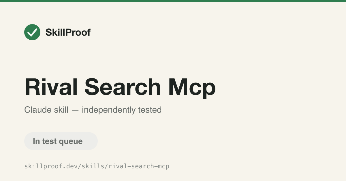 Rival Search Mcp — Search web, social platforms, news, and academic databases via one research MCP.