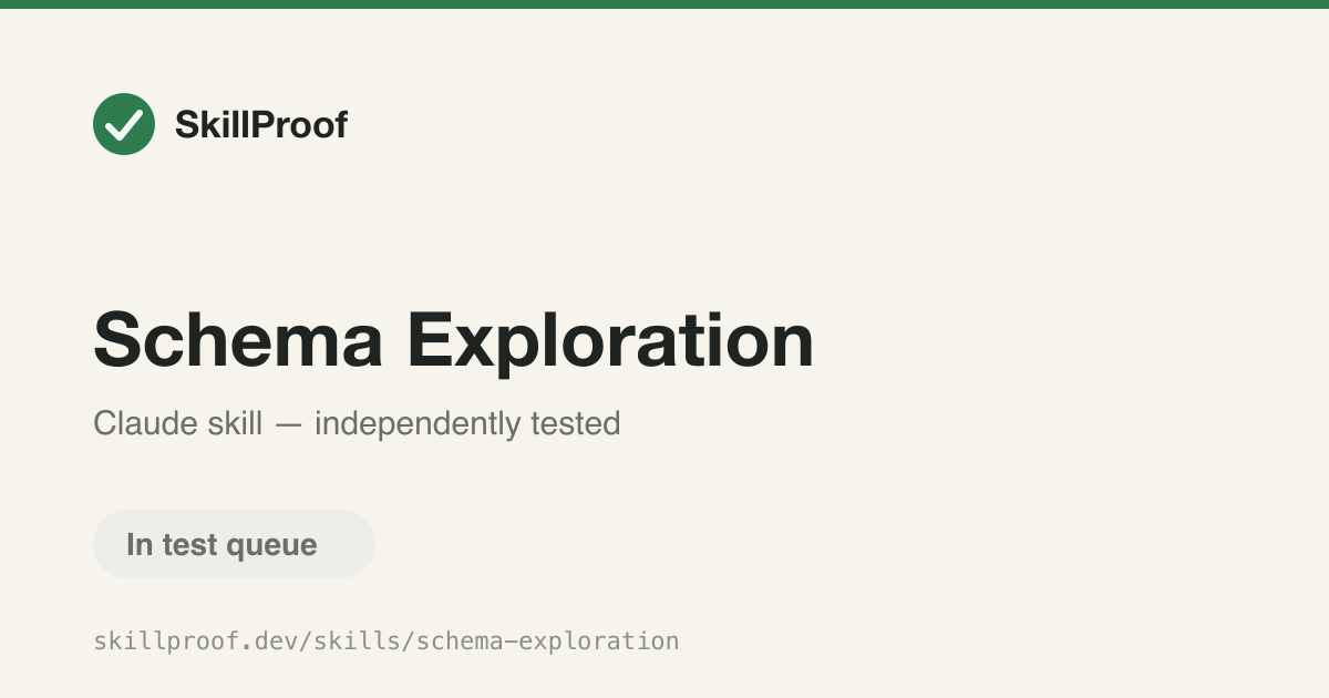 Schema Exploration — Lists tables, columns, and foreign keys to map a database's entity relationships.