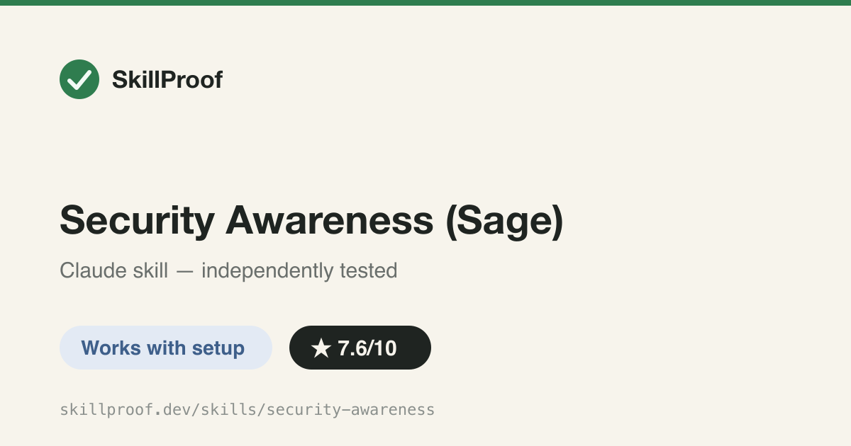 Security Awareness (Sage) — Security checklist for safe commands, URLs, secrets and supply chain