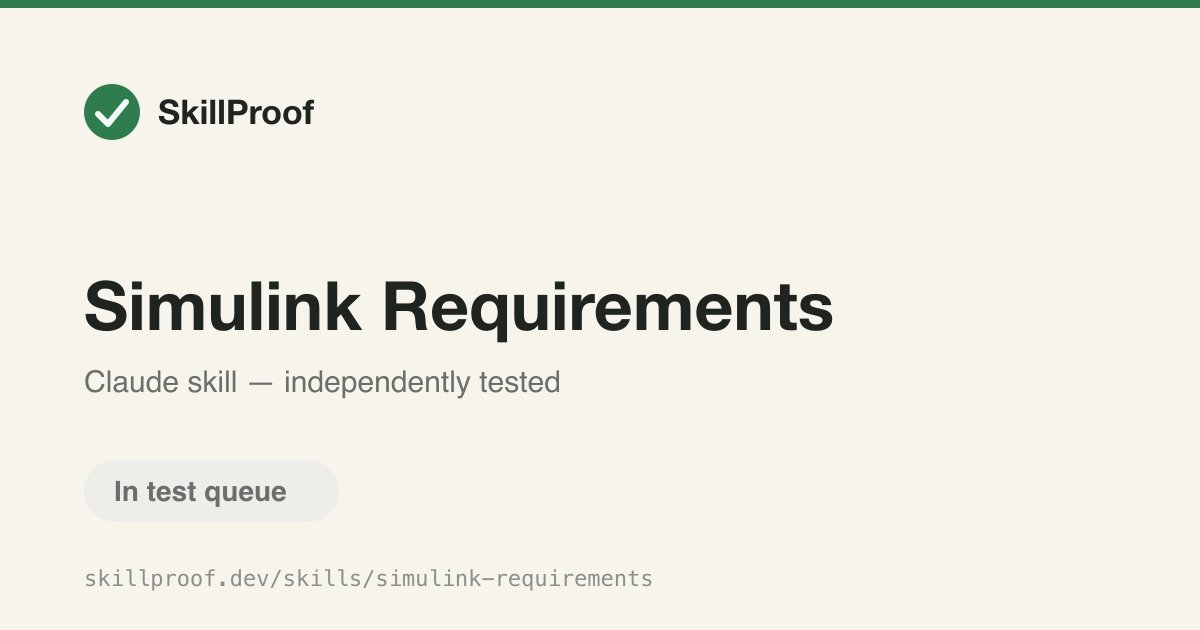 Simulink Requirements — Manages requirement sets and traceability links in MATLAB's Requirements Toolbox.