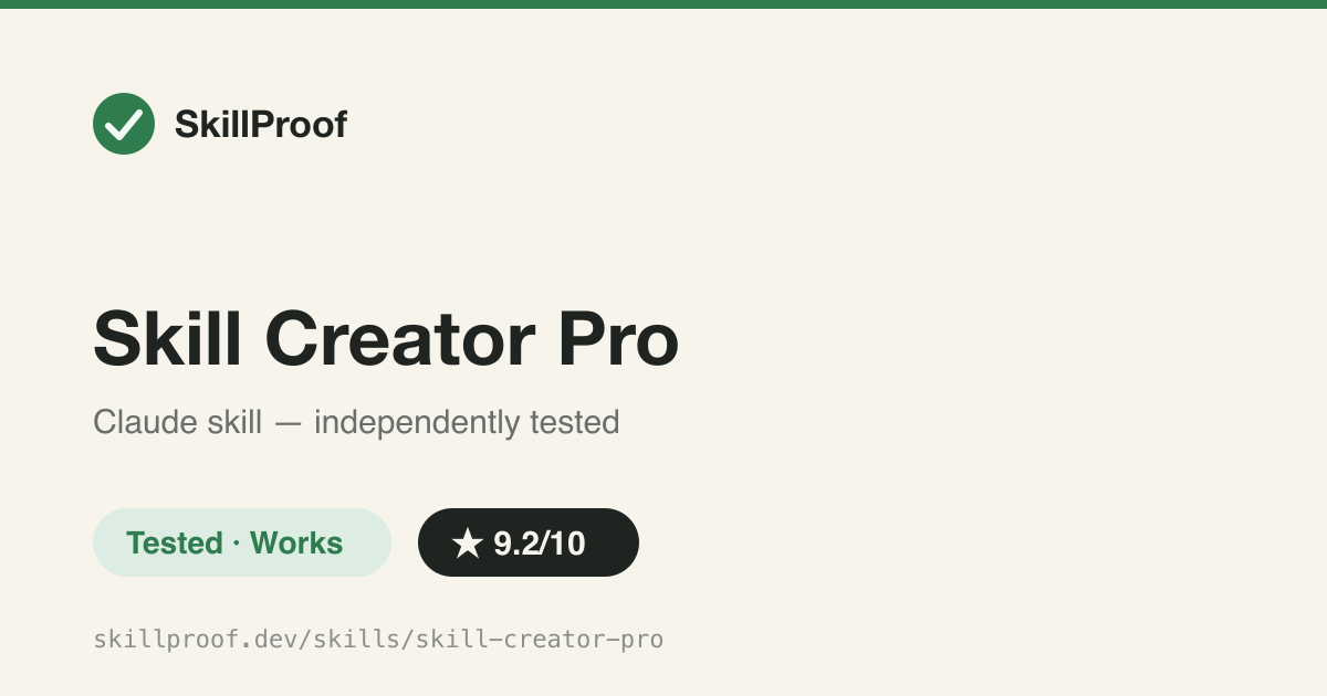 Skill Creator Pro — Scaffolds and validates new Claude skills with enforced structure and metadata.