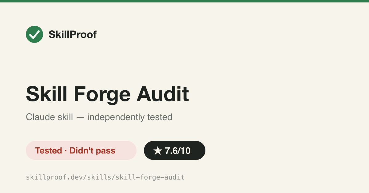 Skill Forge Audit — Batch-grades every SKILL.md in a repo, worst-first, via skill-forge-judge.