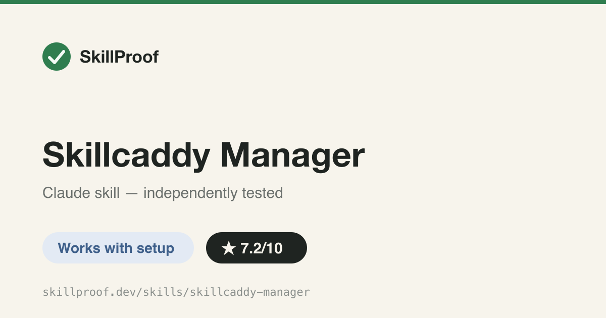 Skillcaddy Manager — Manages a Skillcaddy skill library end to end, but only from inside a full Skillcaddy checkout, not as a bare copied skill.