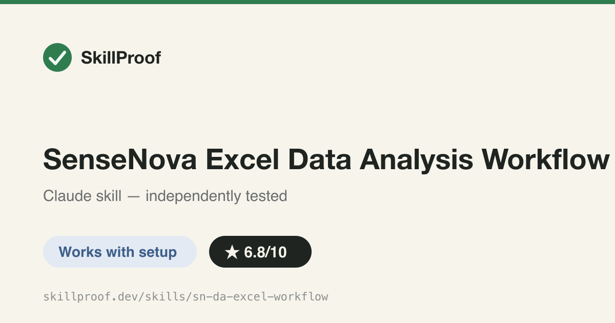 SenseNova Excel Data Analysis Workflow — Six-step Excel pipeline: count, gate, clean, filter, aggregate, export
