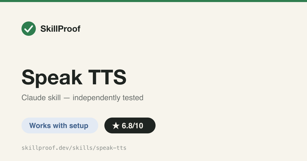 Speak TTS — On-device Apple Silicon TTS CLI with voice cloning, auto-chunking and resume for long documents.