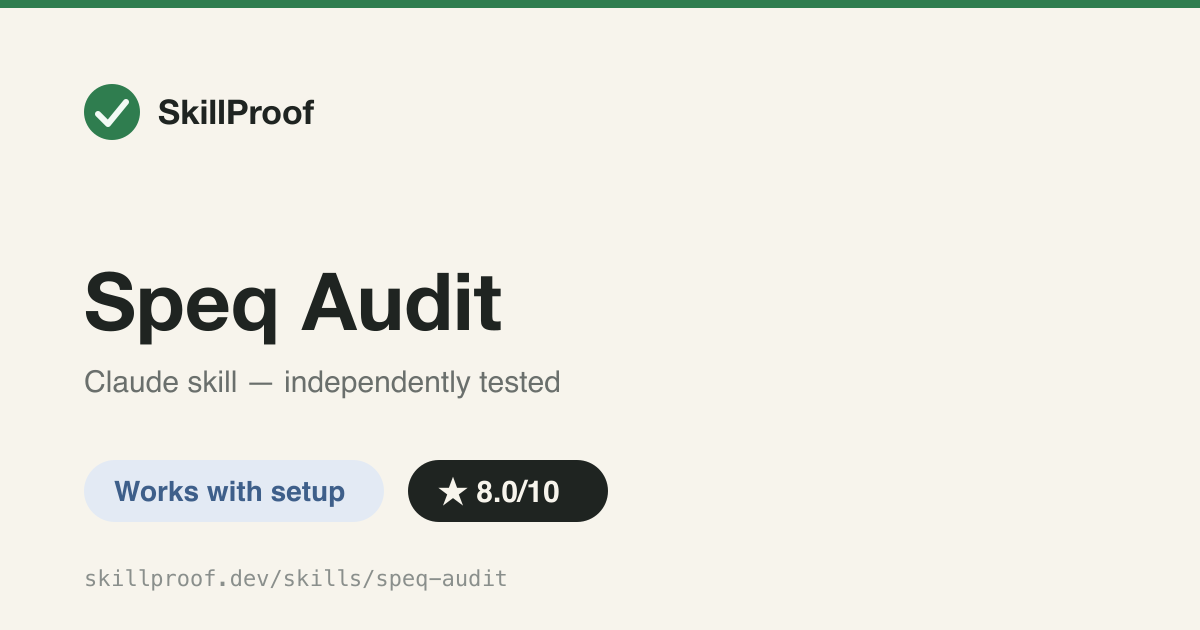 Speq Audit — Read-only health audit for speq spec libraries with gated fixes