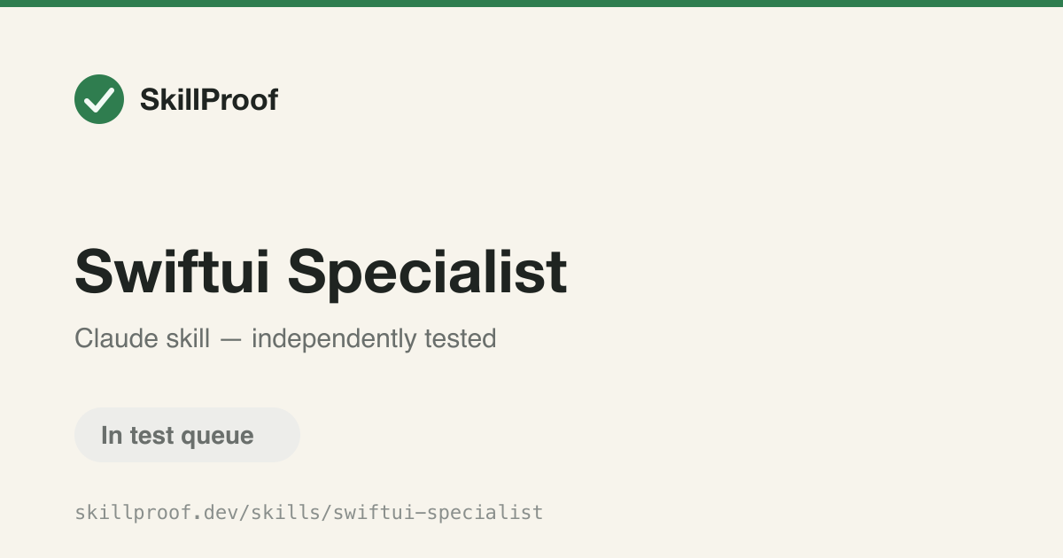 Swiftui Specialist — Apply idiomatic SwiftUI patterns and best practices when writing or reviewing views.