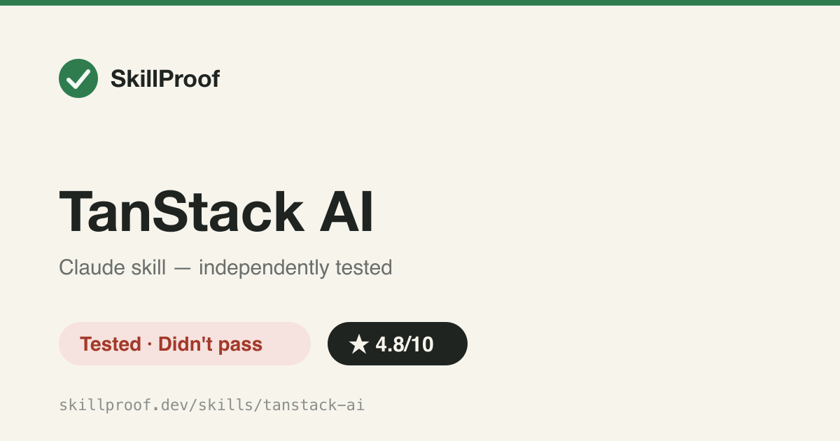 TanStack AI — TanStack AI cheat sheet whose core API does not match the published npm packages