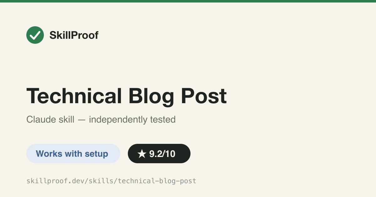 Technical Blog Post — Turns research notes, session logs, and code into a structured technical blog post, LLM-isms stripped.