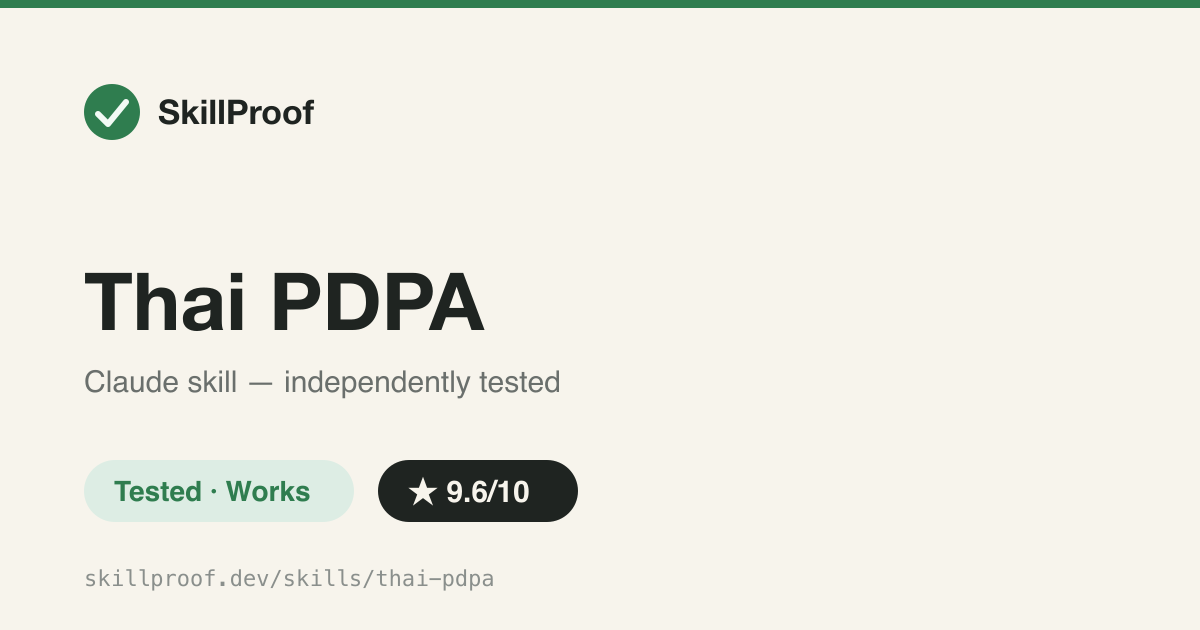 Thai PDPA — Drafts PDPA-compliant Thai privacy notices, consent banners, and breach notices with real Section citations.