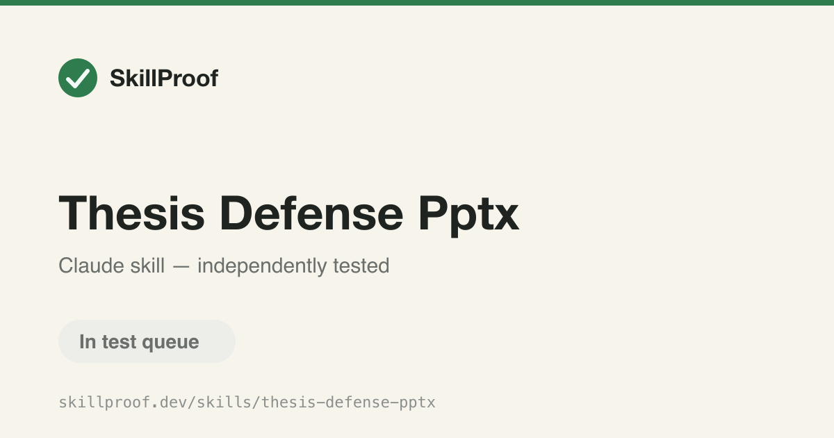 Thesis Defense Pptx — Builds and quality-checks a thesis defense PowerPoint from a PDF or LaTeX project.