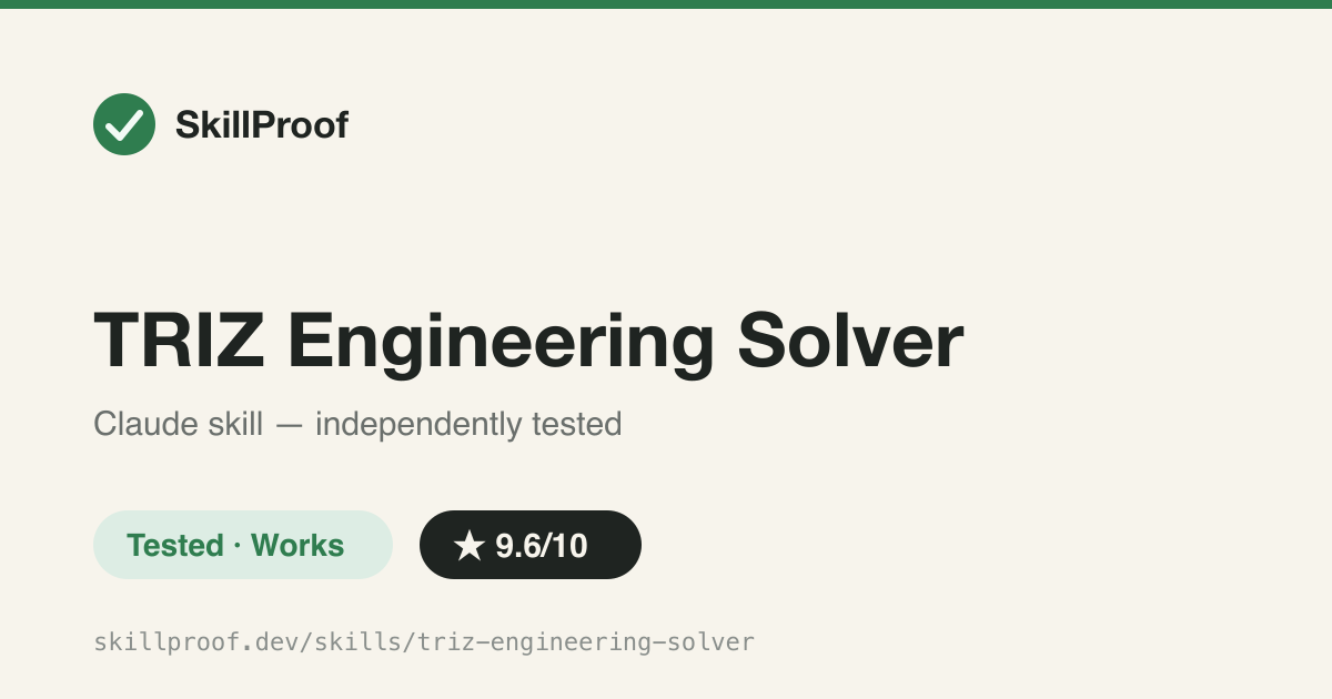 TRIZ Engineering Solver — Runs Altshuller's TRIZ contradiction matrix and 40 inventive principles on real engineering trade-offs.