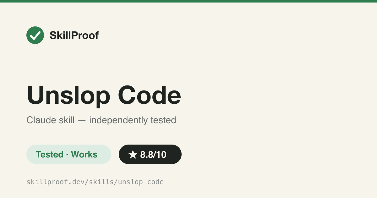 Unslop Code — Roast and strip AI code slop: narrator comments, vacuous tests, over-abstraction