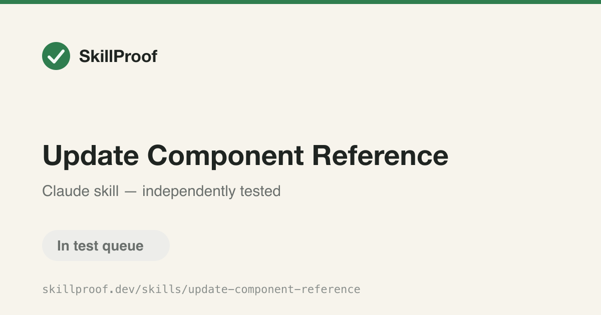 Update Component Reference — Adds commands, agents, skills, hooks, or MCP servers to the Component Reference page.