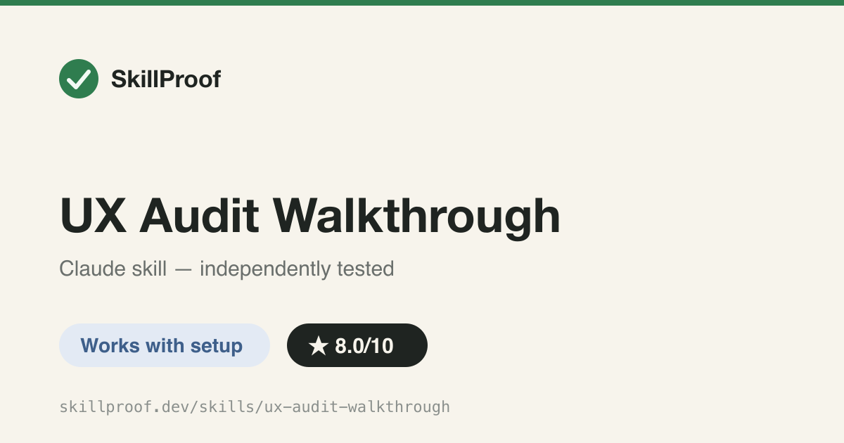UX Audit Walkthrough — Scores a UI flow against four minimalist principles and outputs a graded UX report
