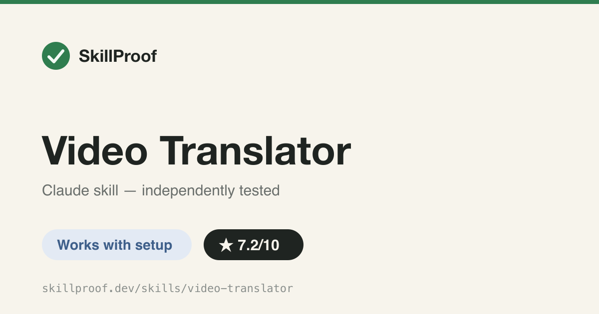 Video Translator — Dubs a video into 33 languages with native voices and SRT via the violin CLI