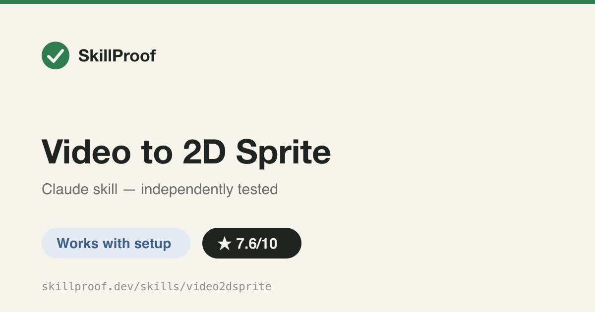 Video to 2D Sprite — Turns a 2D character still into animated sprite sheets via image-to-video and ffmpeg.