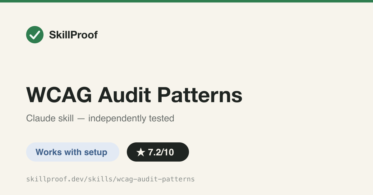 WCAG Audit Patterns — Runs WCAG 2.2 accessibility audits with automated checks and remediation guidance.