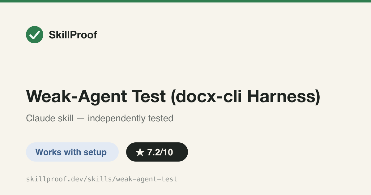 Weak-Agent Test (docx-cli Harness) — Adversarial Haiku harness that stress-tests docx-cli on 6 real document tasks