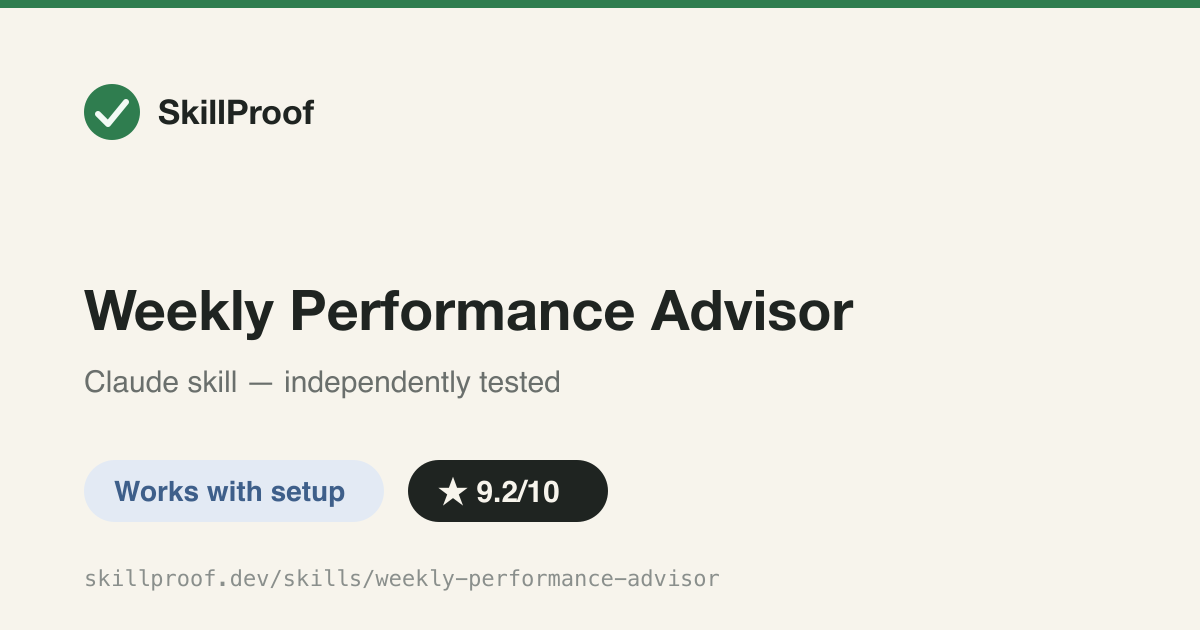 Weekly Performance Advisor — Builds a live Monday cockpit from your La Growth Machine outbound data — campaigns to fix, replies to answer, WoW trends.