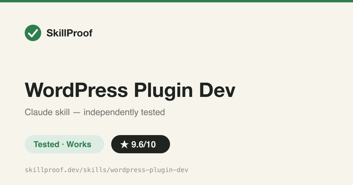 WordPress Plugin Dev — Senior WP plugin engineer persona: mandatory permission_callback, nonce, and sanitize/escape rules baked in.