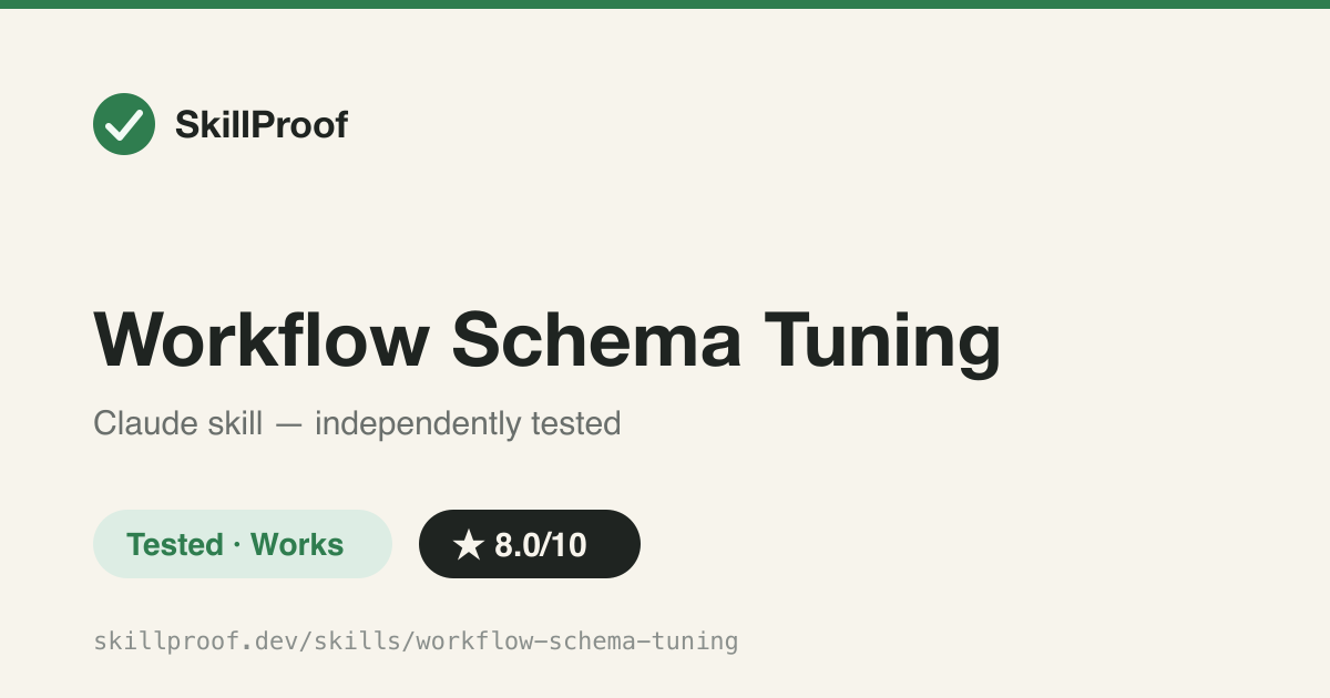 Workflow Schema Tuning — Tunes the workflow-schema.json descriptions that bias AI workflow generation.