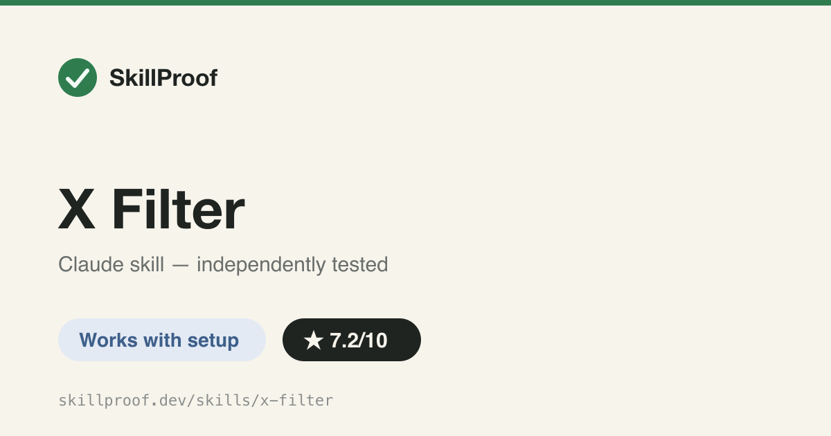 X Filter — Scores X/Twitter topic candidates on a weighted 10-point rubric and tiers them