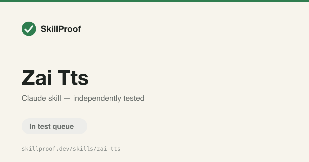 Zai Tts — Converts text to speech using the GLM-TTS service and pre-cloned voices.