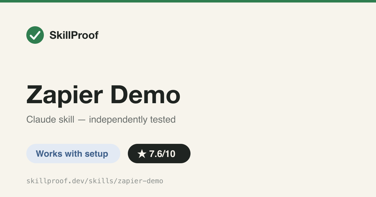 Zapier Demo — Guides a new user to enable one Zapier read action and run it live in chat